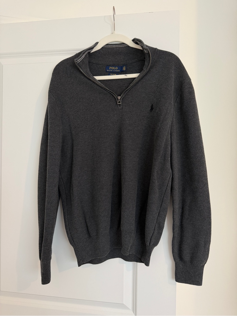 Ralph Lauren Men's Dark Charcoal Half-Zip Sweater